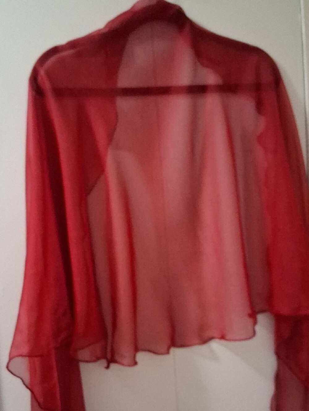 Red Sheer Chiffon Shawl - Lightweight Women’s Wrap - Picture 5 of 5